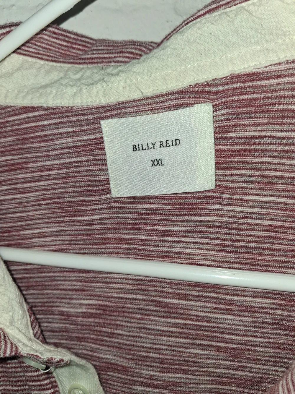 Billy Reid Burgundy Striped Polo Shirt